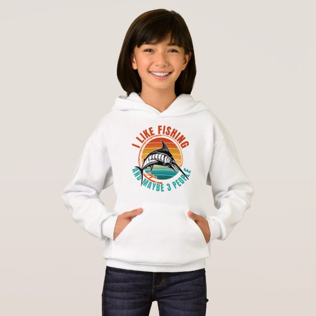 Jag gillar fiske och kanske 3 personer t shirt (Hel framsida)