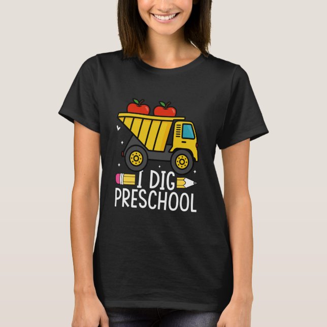 Jag gillar förskole-dumpbilar äpplen penna t shirt (Framsida)