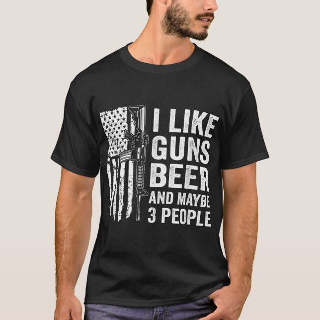 Jag gillar Guns Beer och kanske 3 människor - Lust T Shirt (Framsida)