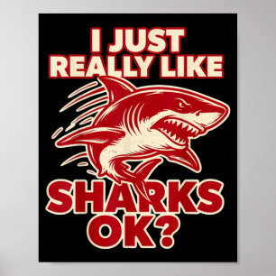 Jag Gillar Hajar Ok_ Roligt Hav Strand Familj Barn Poster