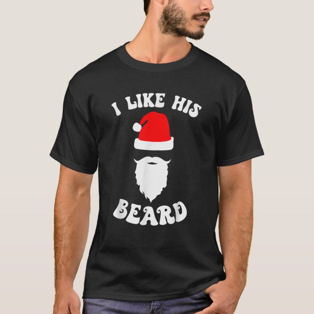 Jag gillar hans Beard Funny Julafton jul-par Pajam T Shirt (Framsida)