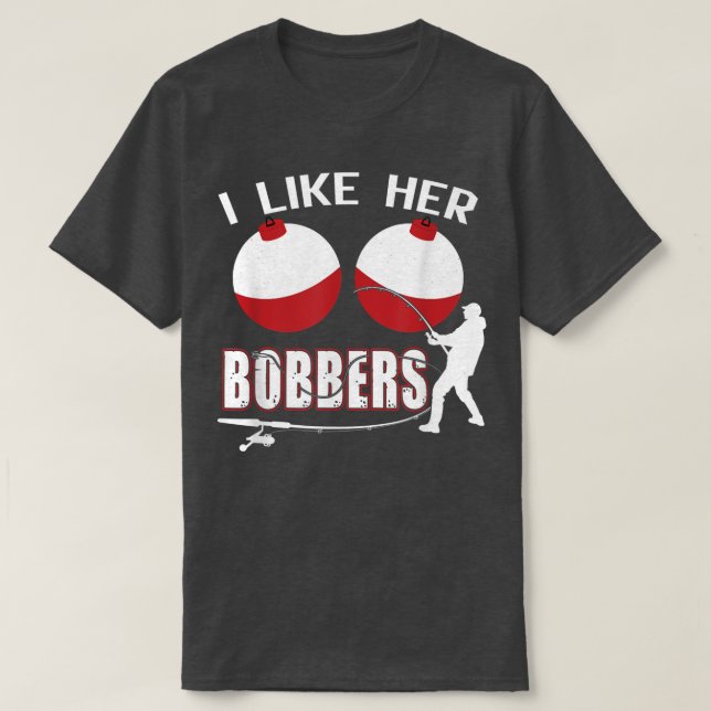 Jag gillar hennes Bobbers Funny Fishing Par T Shirt (Design framsida)