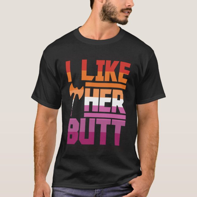 Jag gillar hennes Butt - LGBT Pride Pullover Hoodi T Shirt (Framsida)