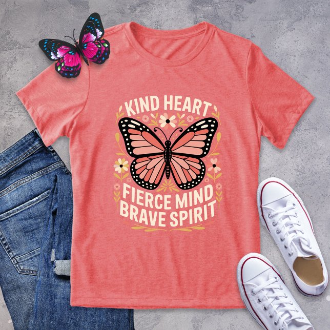Jag gillar hjärtskärmsmind Modig Sprrit Butterfly T Shirt (Skapare uppladdad)