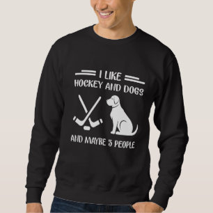 Jag gillar Hockey och Hundar Hockey Coach Lång Ärmad Tröja