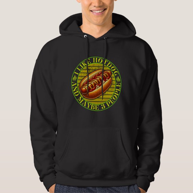 Jag gillar hotdog och kanske 3 personer hoodie (Framsida)