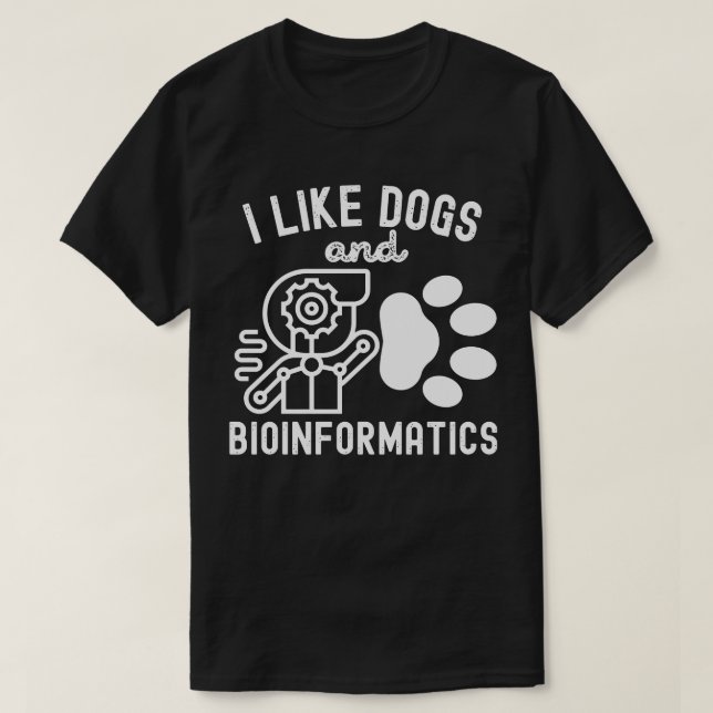 Jag gillar hundar och bioinformatik t shirt (Design framsida)