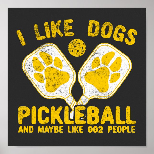 Jag gillar Hundar Pickleball och kanske som 002 mä Poster (Framsidan)