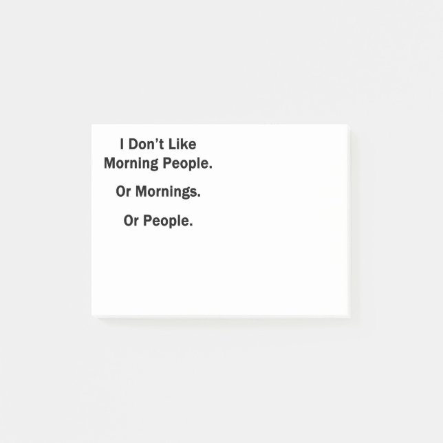 Jag gillar inte morgonfolk post-it block (Framsida)