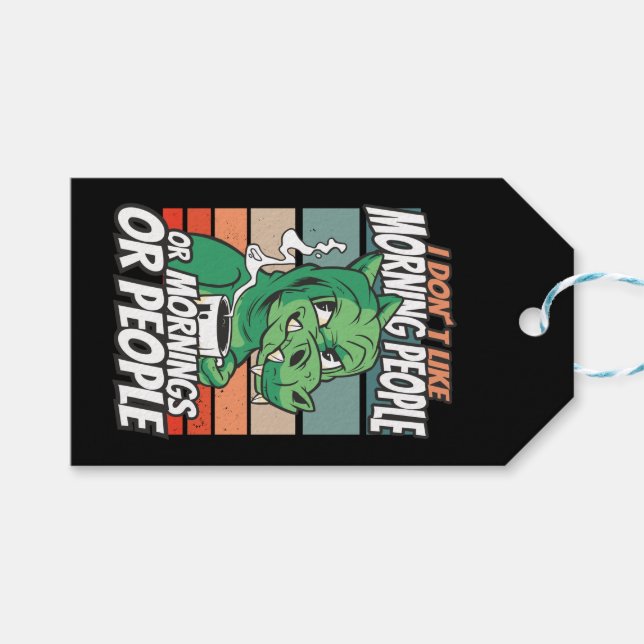 Jag gillar inte morgonmänniskor eller morgnar elle presentetikett (Framsidan (Horisontell))