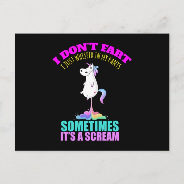 Jag gillar inte Unicorn Unicorn Farts Vykort (Framsida)