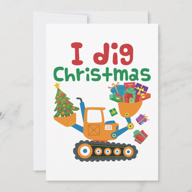 Jag gillar jul Xmas högtidlig grävmaskin Julkort (Framsida)