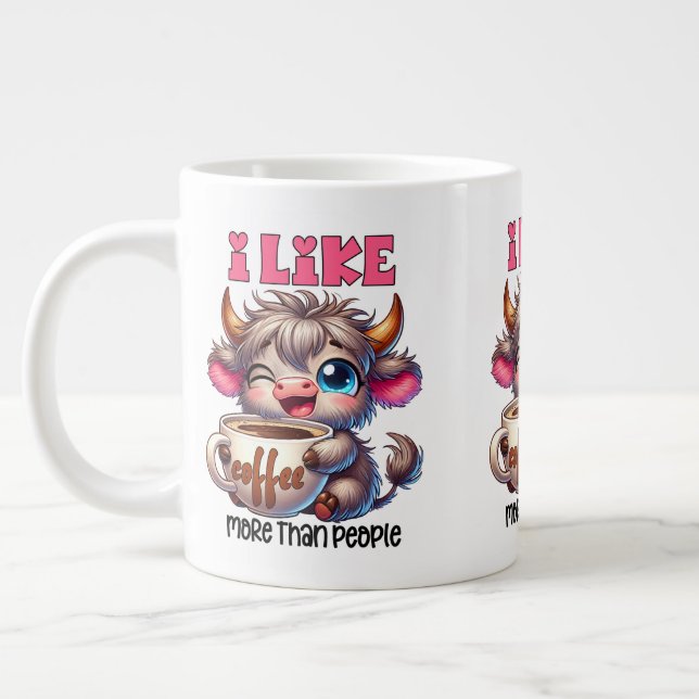 Jag gillar kaffe mer än människor  jumbo mugg (Vänster)
