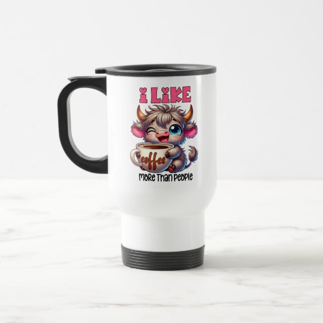 Jag gillar kaffe mer än människor  resemugg (Vänster)