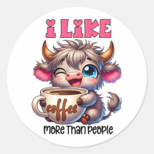 Jag gillar kaffe mer än människor  runt klistermärke