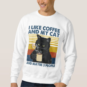 Jag gillar kaffe mitt katt och kanske tre människo lång ärmad tröja