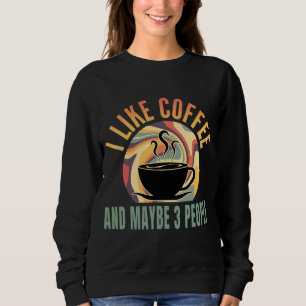 jag gillar kaffe och kanske 3 personer retro stil t shirt