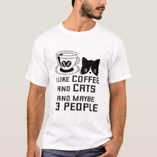 Jag gillar kaffe och katt och kanske 3 personer t shirt