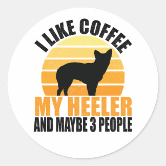 jag gillar kaffe och min heeler hund och kanske 3 runt klistermärke