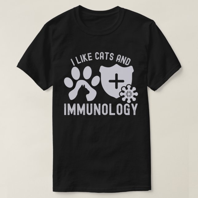 Jag gillar katter och immunologi t shirt (Design framsida)