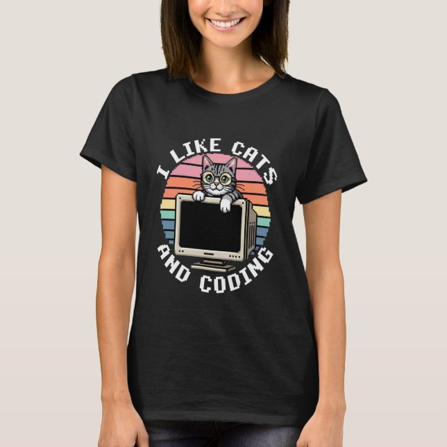 Jag gillar katter och kodande programmerare passio t shirt (Framsida)