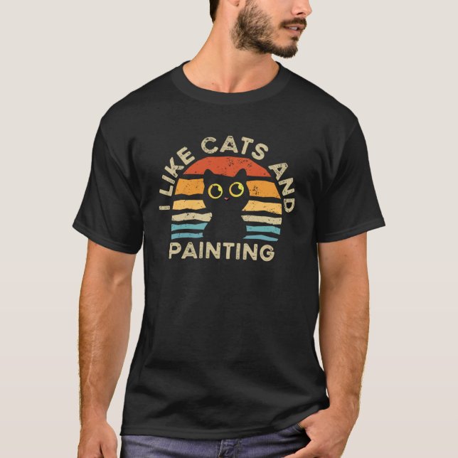 Jag Gillar Katter Och Målar T Shirt (Framsida)