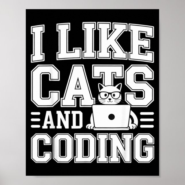 Jag Gillar Katter Och Programmering Programmerare  Poster (Framsidan)