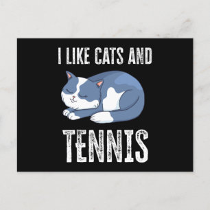 Jag gillar katter och tennispresent vykort