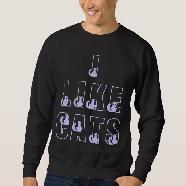 Jag gillar katter Sweater Långärmad Tröja (Framsida)