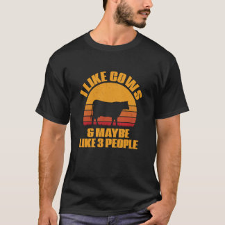 Jag gillar kor och kanske gillar 3 personer Retro  T Shirt