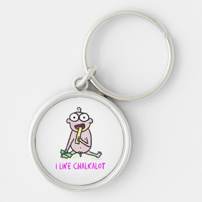 Jag gillar krita ett lott Keychain Rund Silverfärgad Nyckelring (Framsidan)