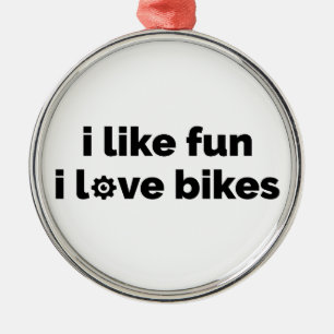 Jag gillar kul jag älskar cyklar julgransprydnad metall