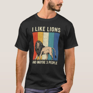 Jag gillar Lejon och kanske 3 personer Retro Lejon T Shirt