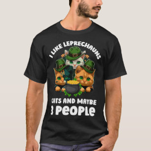 Jag gillar Leprechauns Katter och Kanske 3 Människ T Shirt