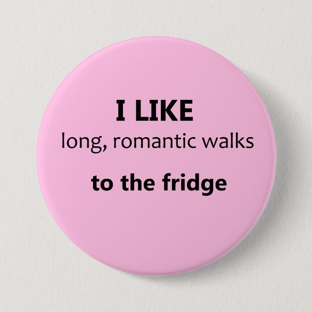 Jag gillar Long Romantic Walks Button - Ljus rosa Knapp (Framsida)