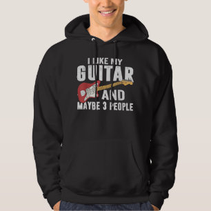 Jag gillar min gitarr och kanske 3 personer Guitar Hoodie