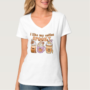 Jag gillar min kaffedocka pumpa halloween häx t shirt