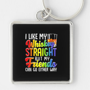 Jag gillar min whisky Rakare Lesbisk Gay Gay Gift Fyrkantig Silverfärgad Nyckelring