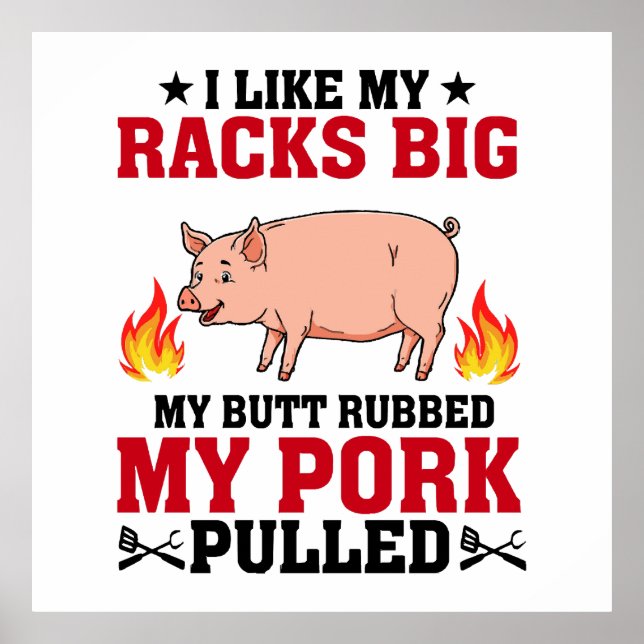 Jag Gillar Mina Racks Stora BBQ, Rumpkött Citat Poster (Framsidan)