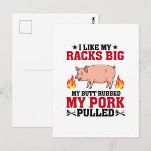 Jag Gillar Mina Racks Stora BBQ, Rumpkött Citat Vykort
