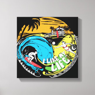 "Jag gillar mitt liv" på strandduken Canvastryck