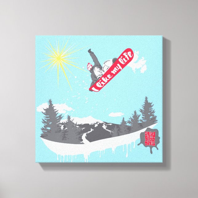 "Jag gillar mitt liv" snowboardduk Canvastryck (Framsida)