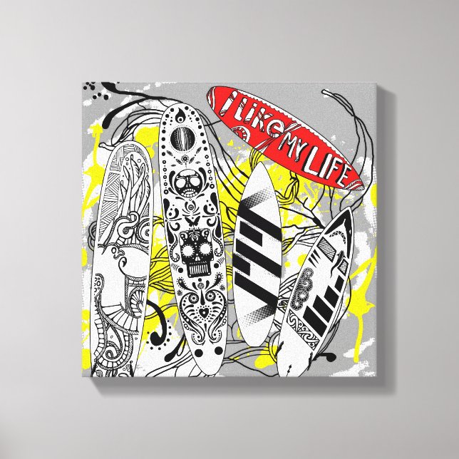 "Jag gillar mitt liv", surfningsyta Canvastryck (Framsida)