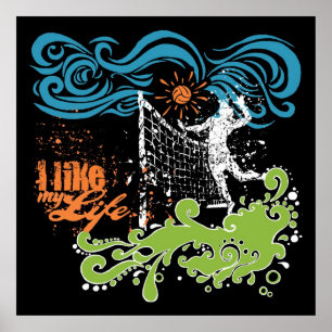 "Jag gillar mitt liv" Volleyball Poster