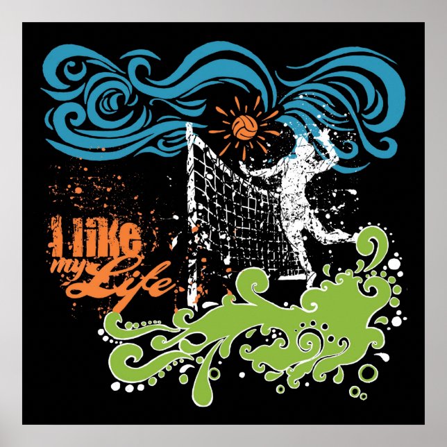 "Jag gillar mitt liv" Volleyball Poster (Framsidan)