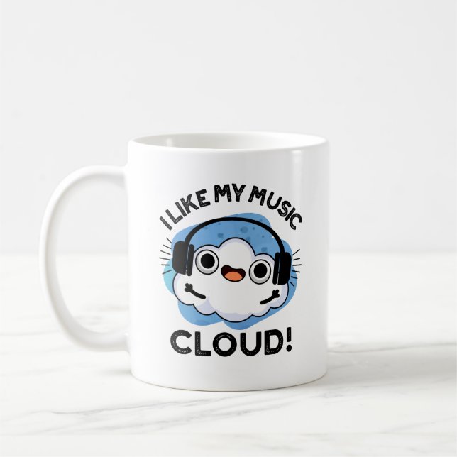 Jag gillar mitt Music Cloud Funny Weather Pun Kaffemugg (Vänster)