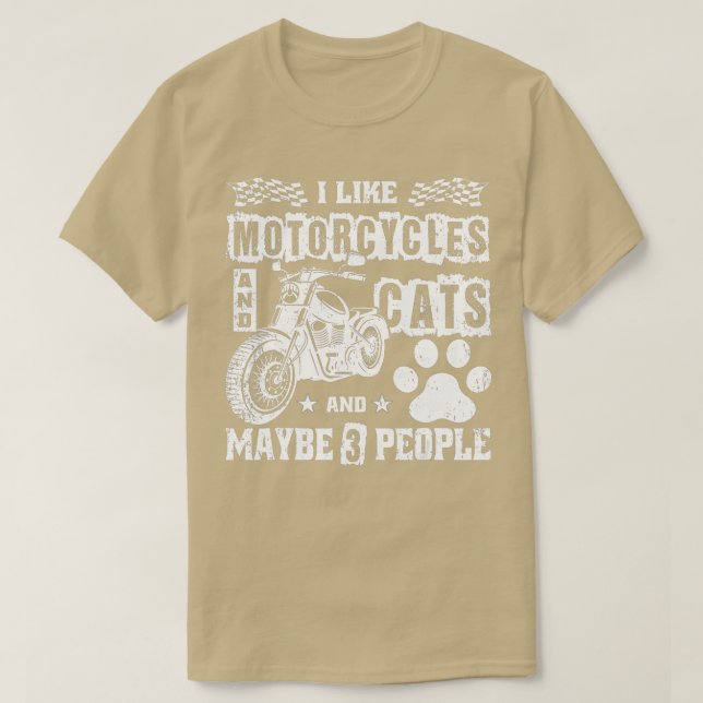 Jag gillar motorcyklar och katter och kanske 3 Rol T Shirt (Design framsida)