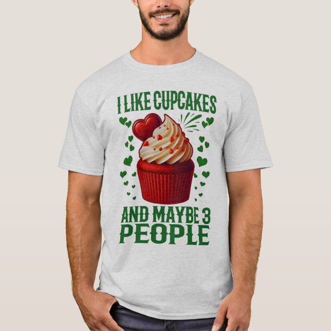 Jag gillar muffinsar och kanske 3 personer t shirt (Framsida)