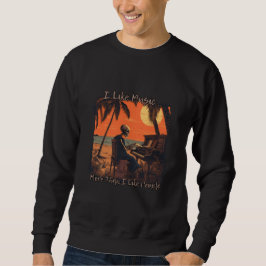 Jag gillar musik mer än folk, skalldesign solnedgå lång ärmad tröja