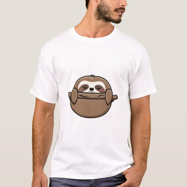 Jag gillar Naps - Napping Sloth T Shirt (Framsida)